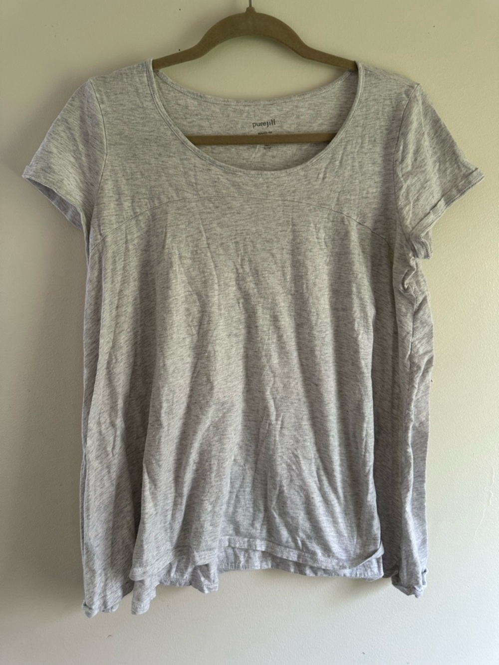 Pure Jill J. Jill Gray Heathered Short Sleeve Relaxed Fit Tee size MP